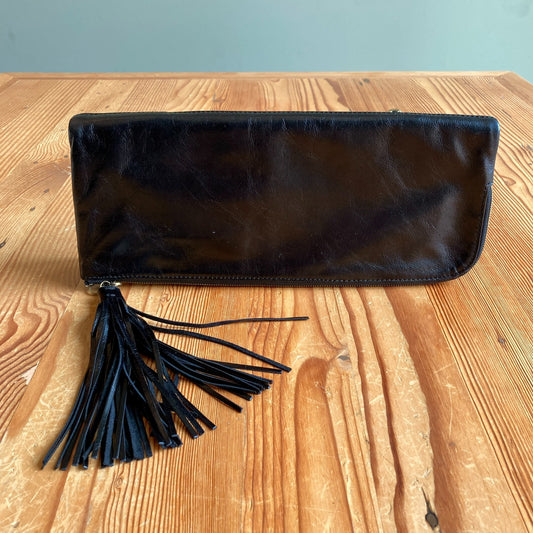 Hobo International Black Leather $168 Raine Foldover Clutch Bag - 0706KS