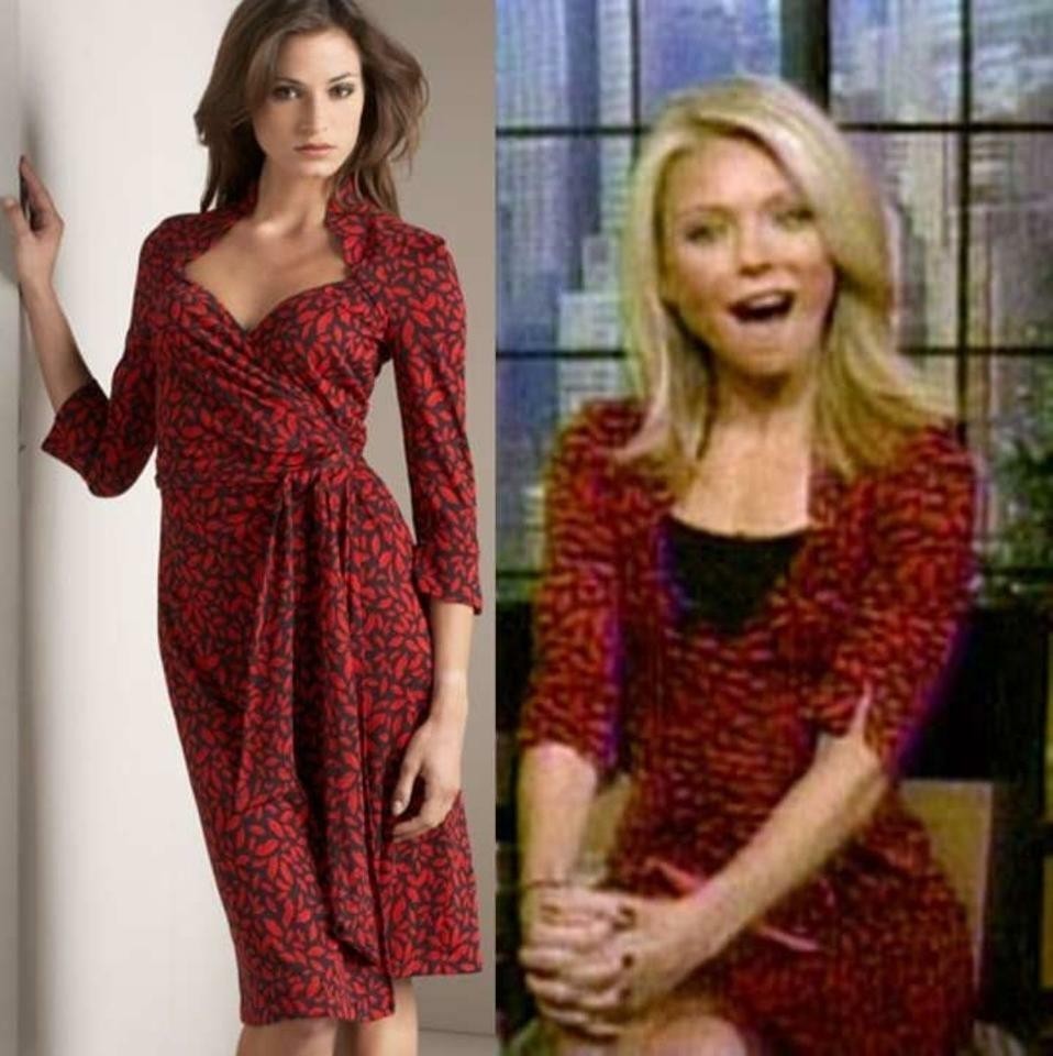Diane Von Furstenberg Red Kiss Print Gildred Silk Wrap Dress - Size 6 - 0428OM