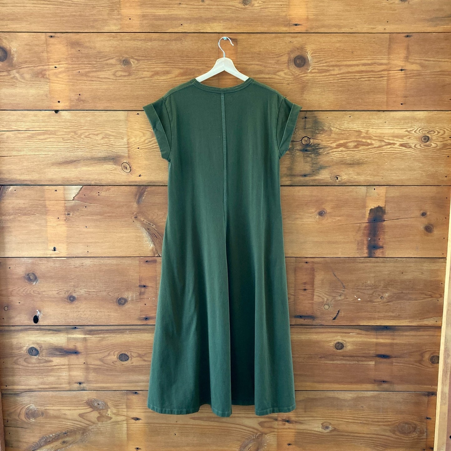 La Ligne Olive Green Short Sleeve Full Length T Shirt Maxi Dress - Sz M - 0131AG