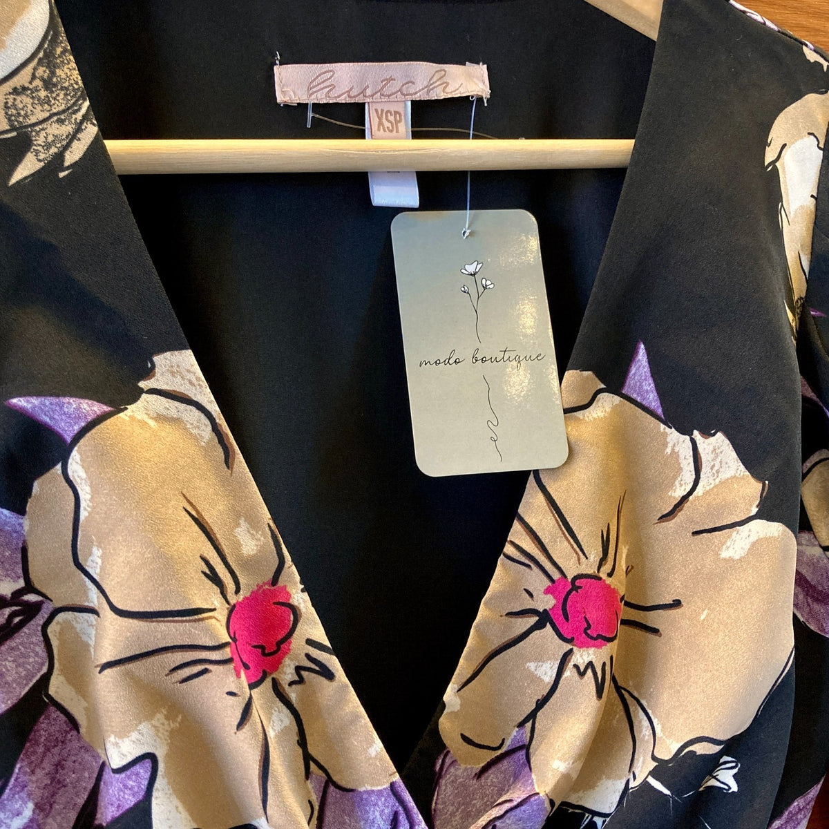 Hutch $210 Anthropologie Black Floral Wrap Dress - Size XS Petite - NEW - 0306CH