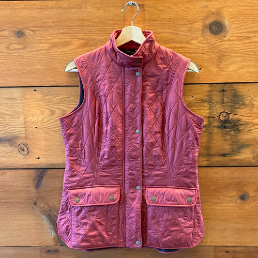 8 US - Barbour $184 Dark Red Quilted Nylon Wray Gilet Zip Up Vest Jacket 1130TS