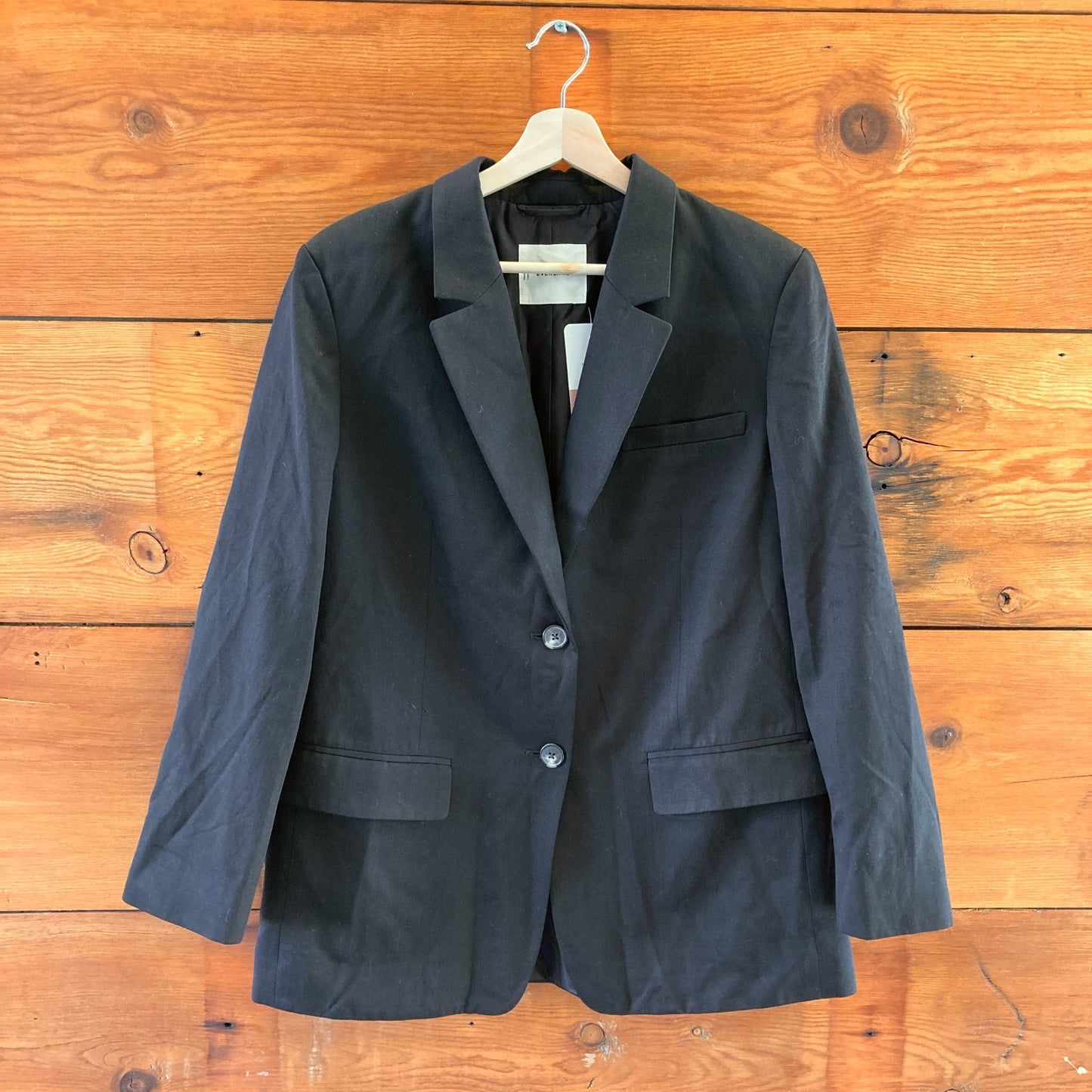 8 - Everlane Black The Oversized Blazer in Buttersmooth Tencel Cotton 0603AG