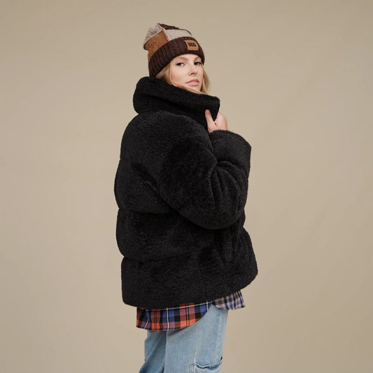 XL - UGG $248 Tarr Black Emmalyn Uggfluff Puffer Fleece Coat NEW 1206HP