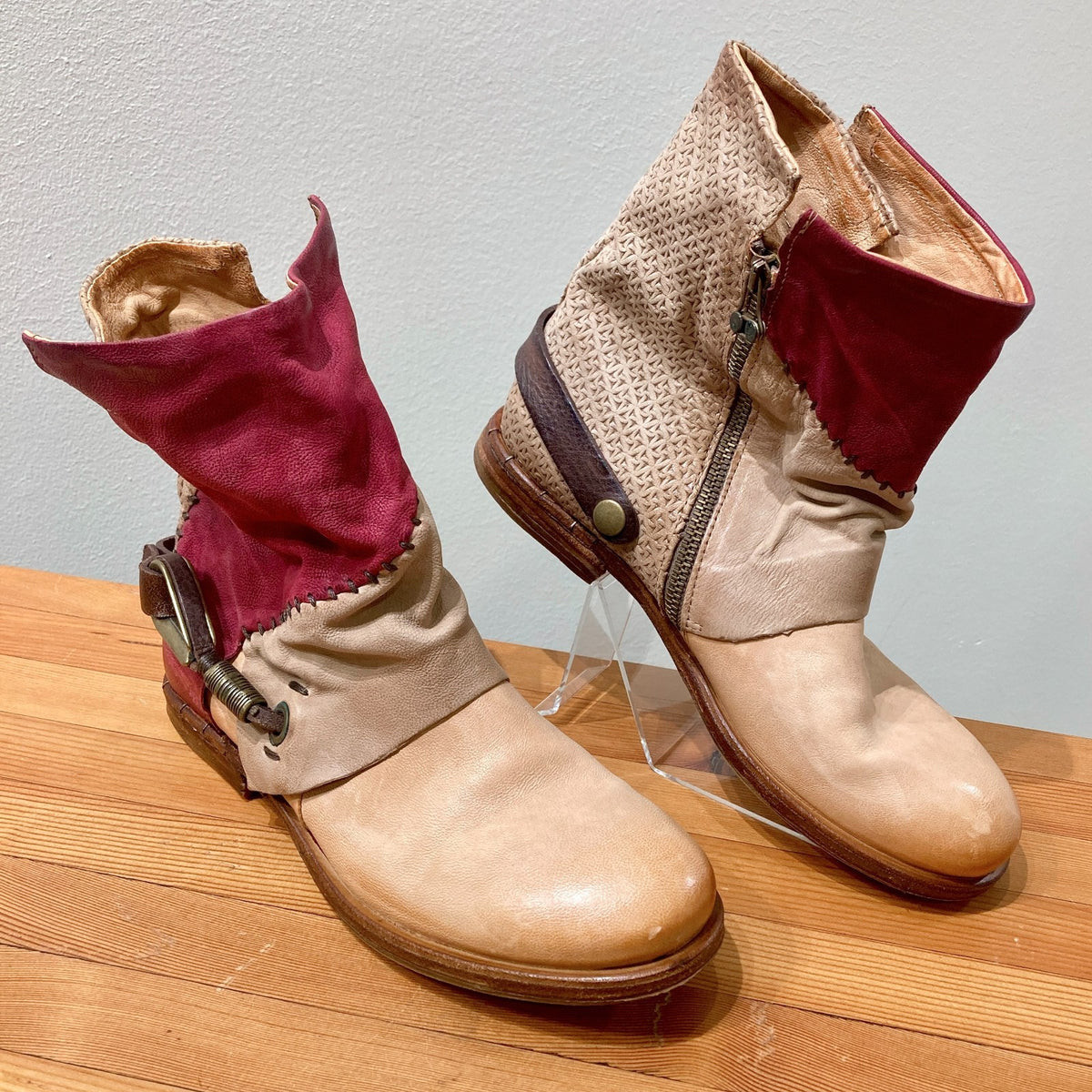 A.S.98 Patchwork Leather Airstep Festival Ankle Boots - Sz 39/8.5 - NEW - 1122CT