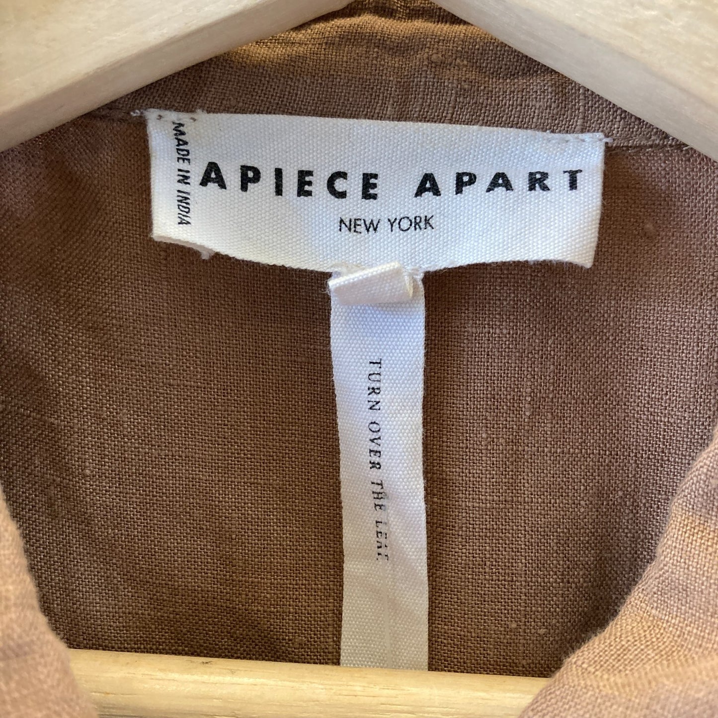 Apiece Apart Brown Linen Short Sleeve Tie Waist Button Dress - Size S - 1114LH