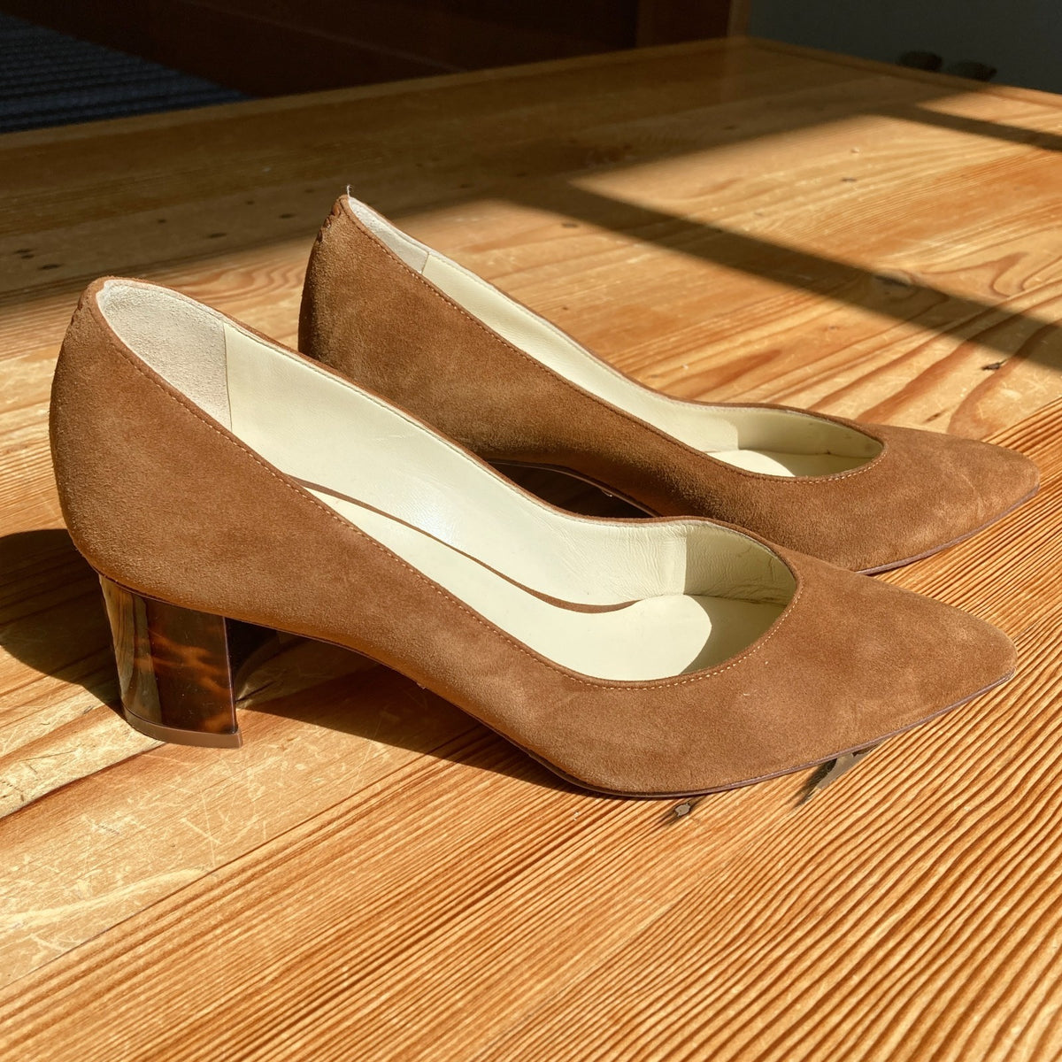 Sarah Flint Brown Suede Leather Tortoise Shell Heel Shoes - Size 36.5 - 0927EK
