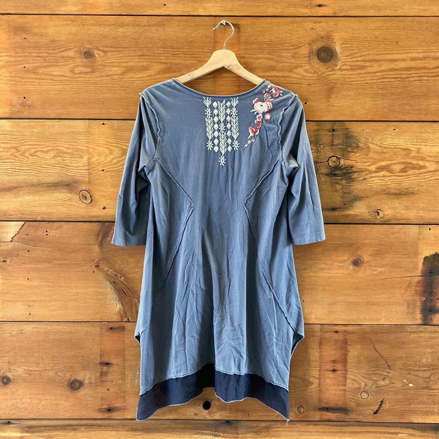 Johnny Was Gray Embroidered Long Sleeve Tunic Shirt Top - Size S - 0621AS