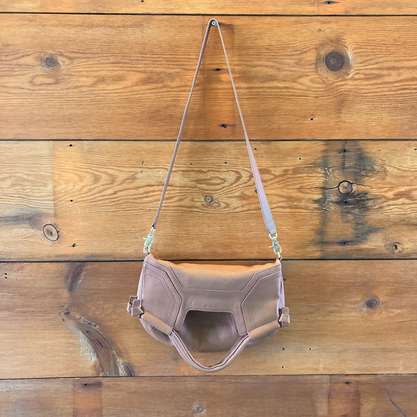 Foley & Corrina Brown Soft Leather Fold Over Mid City Purse Bag - 1122KP