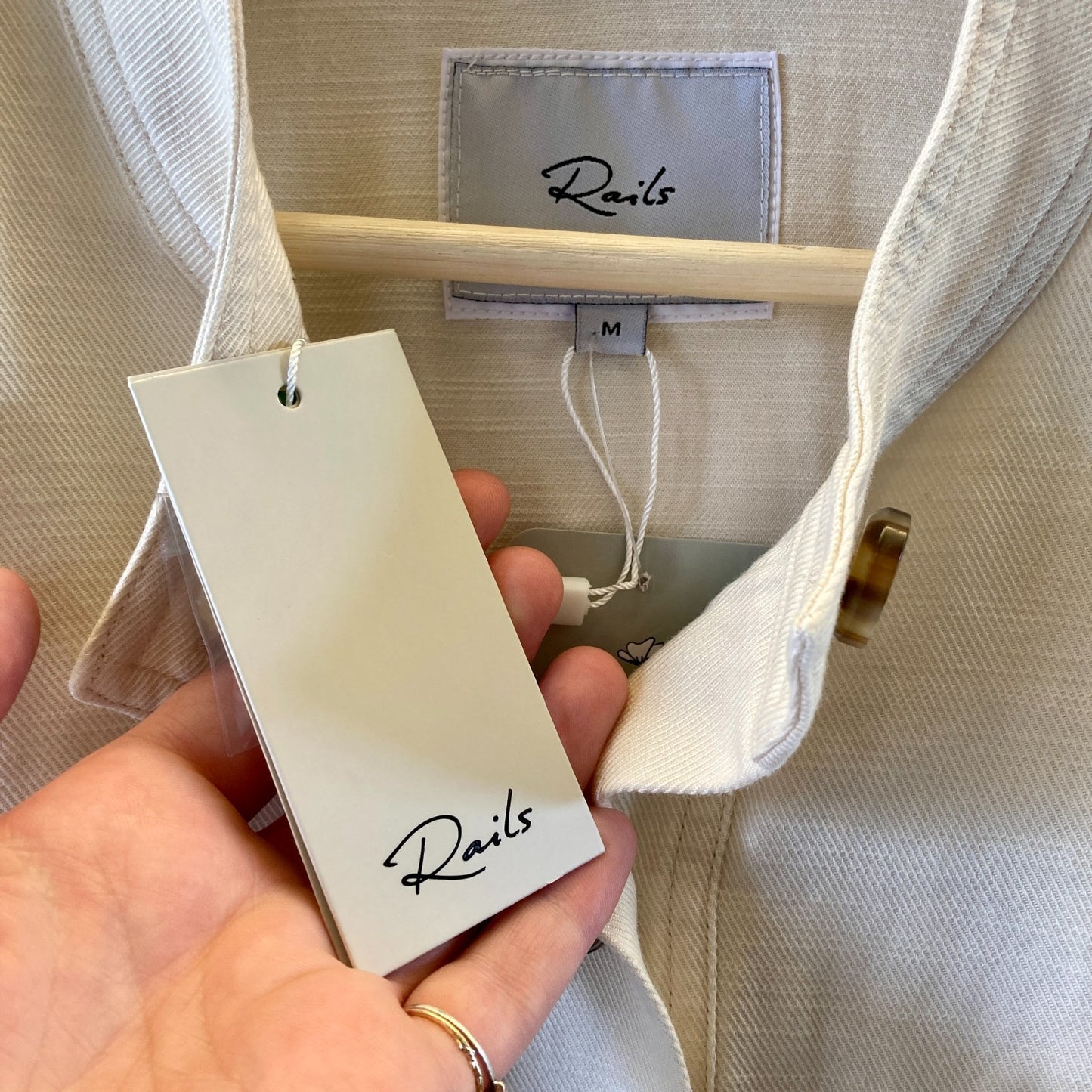 Rails $228 Ecru White Alma Button Up Utility Jacket - Size M - NEW - 0621AS