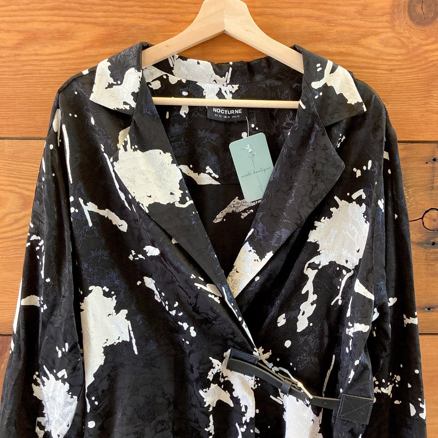 Nocturne Black & White Printed Wrap Jacket - Size 38 / M - 1016LD