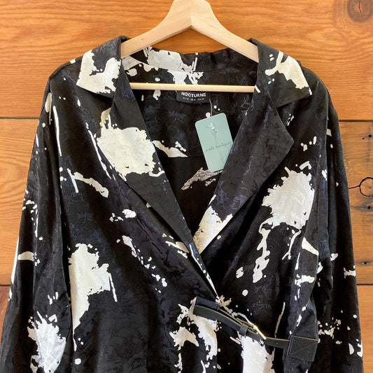 Nocturne Black & White Printed Wrap Jacket - Size 38 / M - 1016LD