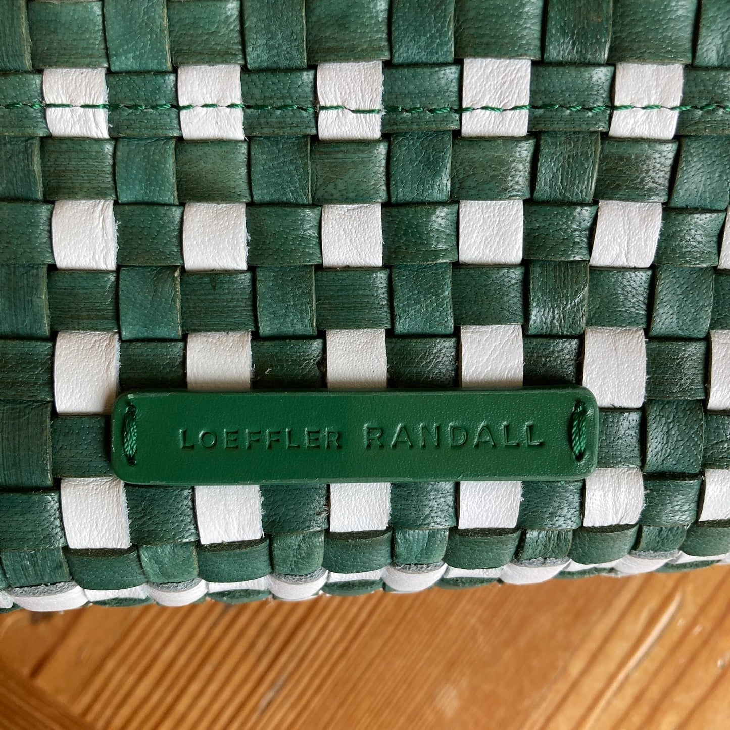 Loeffler Randall Green White Vinnie Woven Crossbody Leather Bag - 0920PW