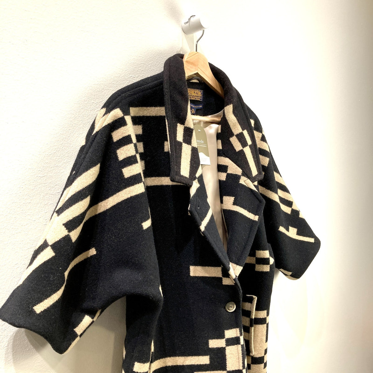 Pendleton Portland Collection Black & Tan Patterned Wool Coat - Size XL - 0316ND