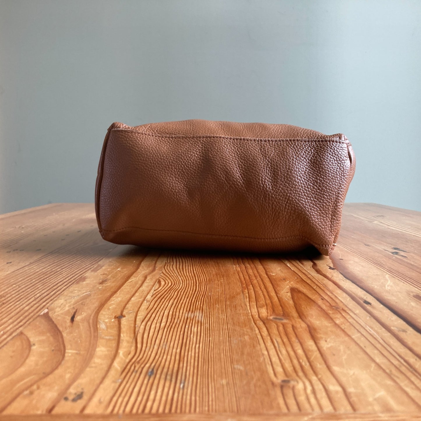 Cuyana Caramel Brown Pebbled Leather Tall Tote Bag Purse 0415CD