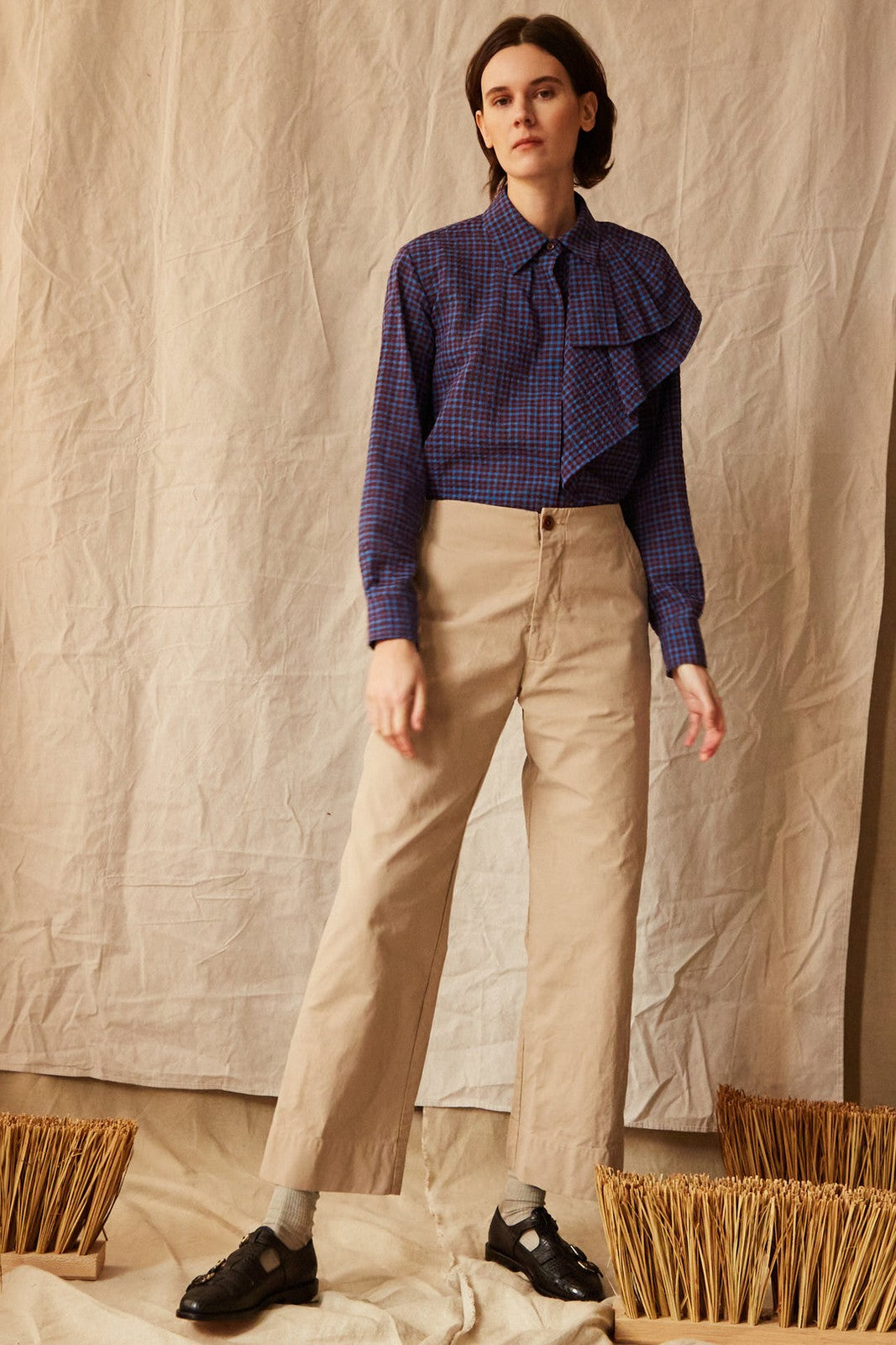 M - Caron Callahan $310 Khaki Organic Cotton High Waist Dexter Pants NEW 1125KG