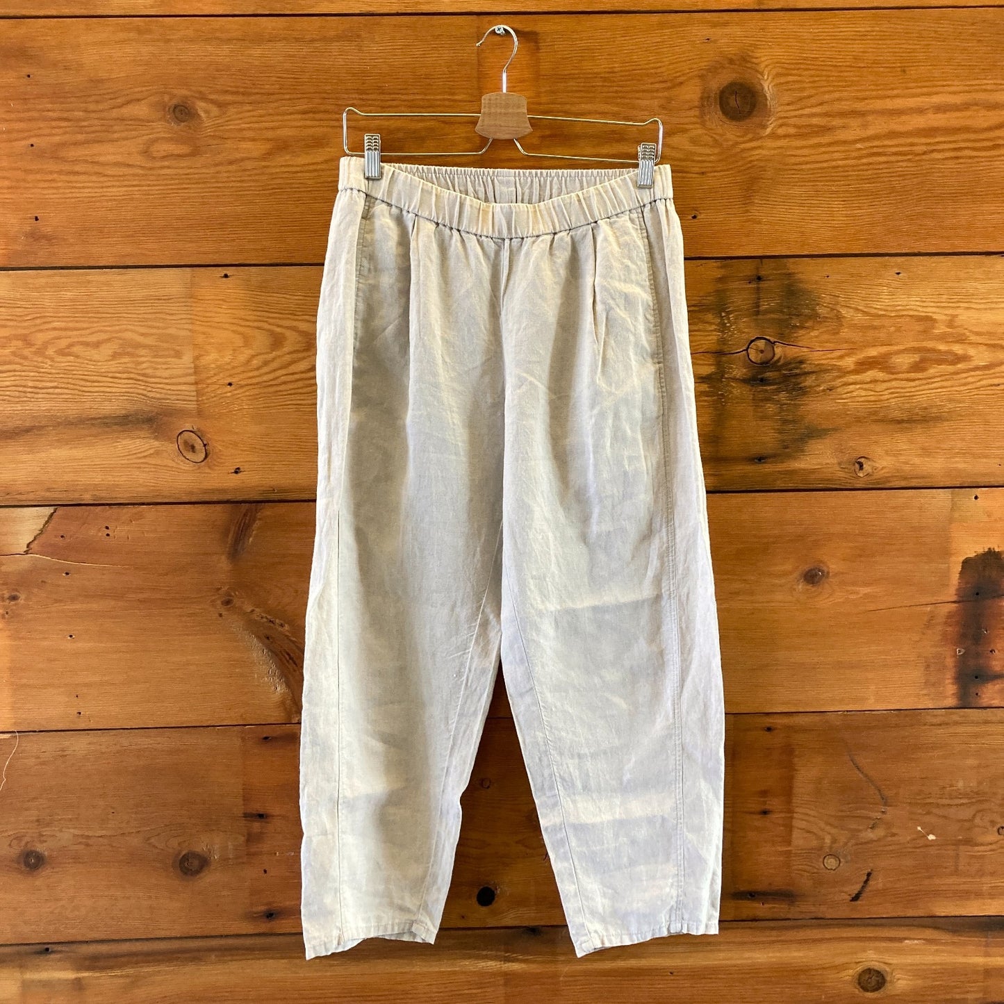 Eileen Fisher Oat Relaxed Fit Pull-On Organic Linen Pants - Size S - 0514SU