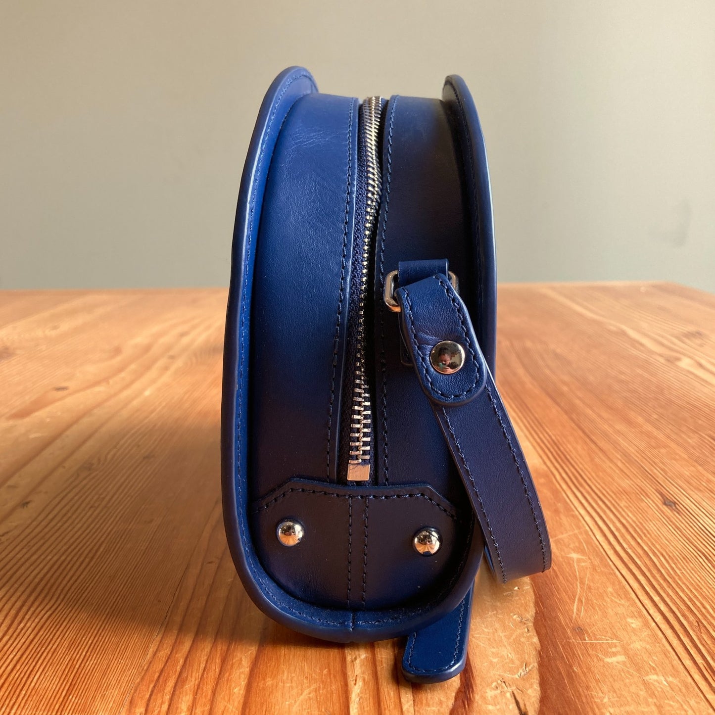 Quince Cobalt Blue Crossbody Dome Leather Bag - 0730RH