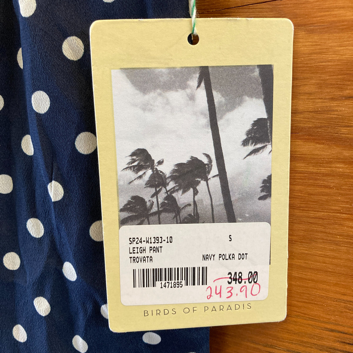 Trovata Birds of Paradise NEW Navy Polka Dot Leigh Pants - Size S - 0823EP