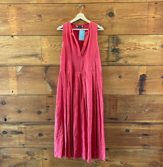 Rachel Comey Red Sleeveless Linen V-Neck Long Dress - Size 4 - 0502NR