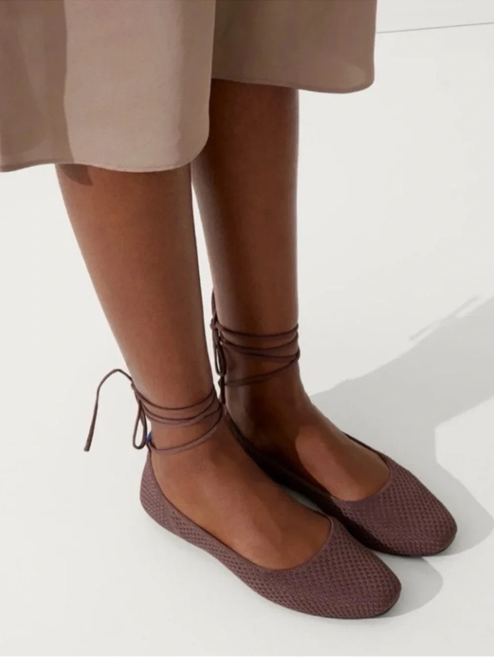 Rothy's Brown Woven Lace Up Square Ballet Flats Shoes - Size 6.5 - 0102JM