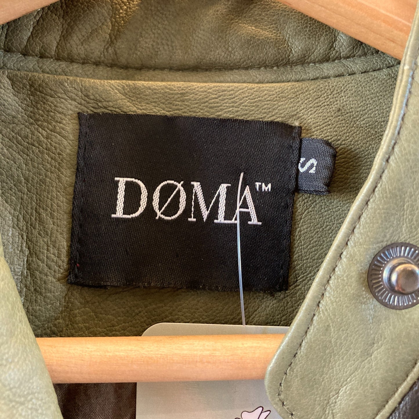 Doma Olive Green & Black Zip Up Moto Soft Leather Jacket - Size S - 0206SB
