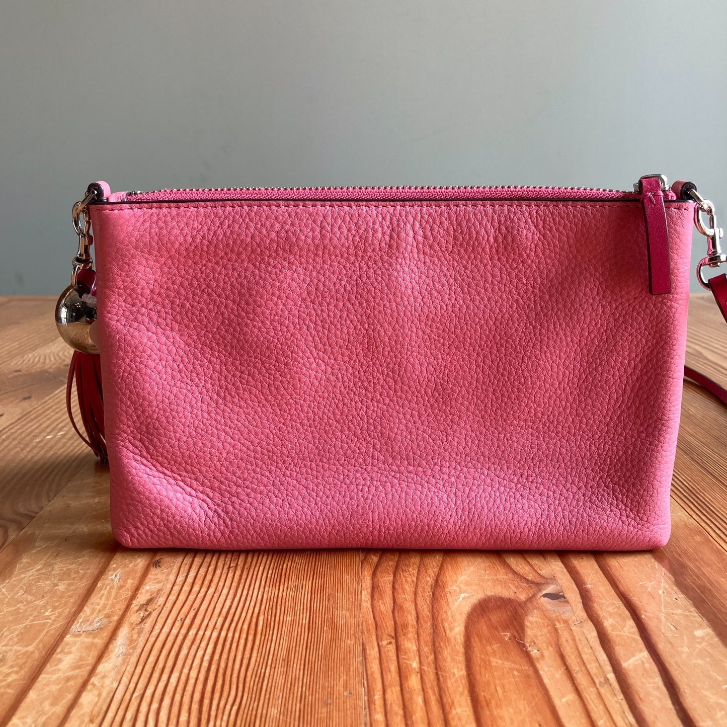 Tory Burch Pink Red Color-Block Leather Tassel Cross-Body Bag - 0521AB