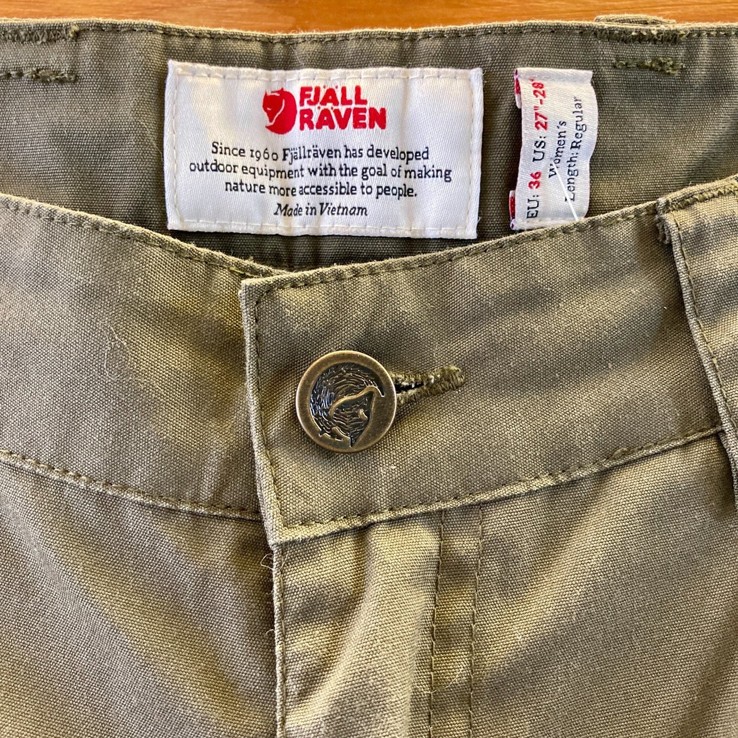 FjallRaven Army Green G-1000 Cargo Utility Womens Pants - Size 27-28 - 0927LL