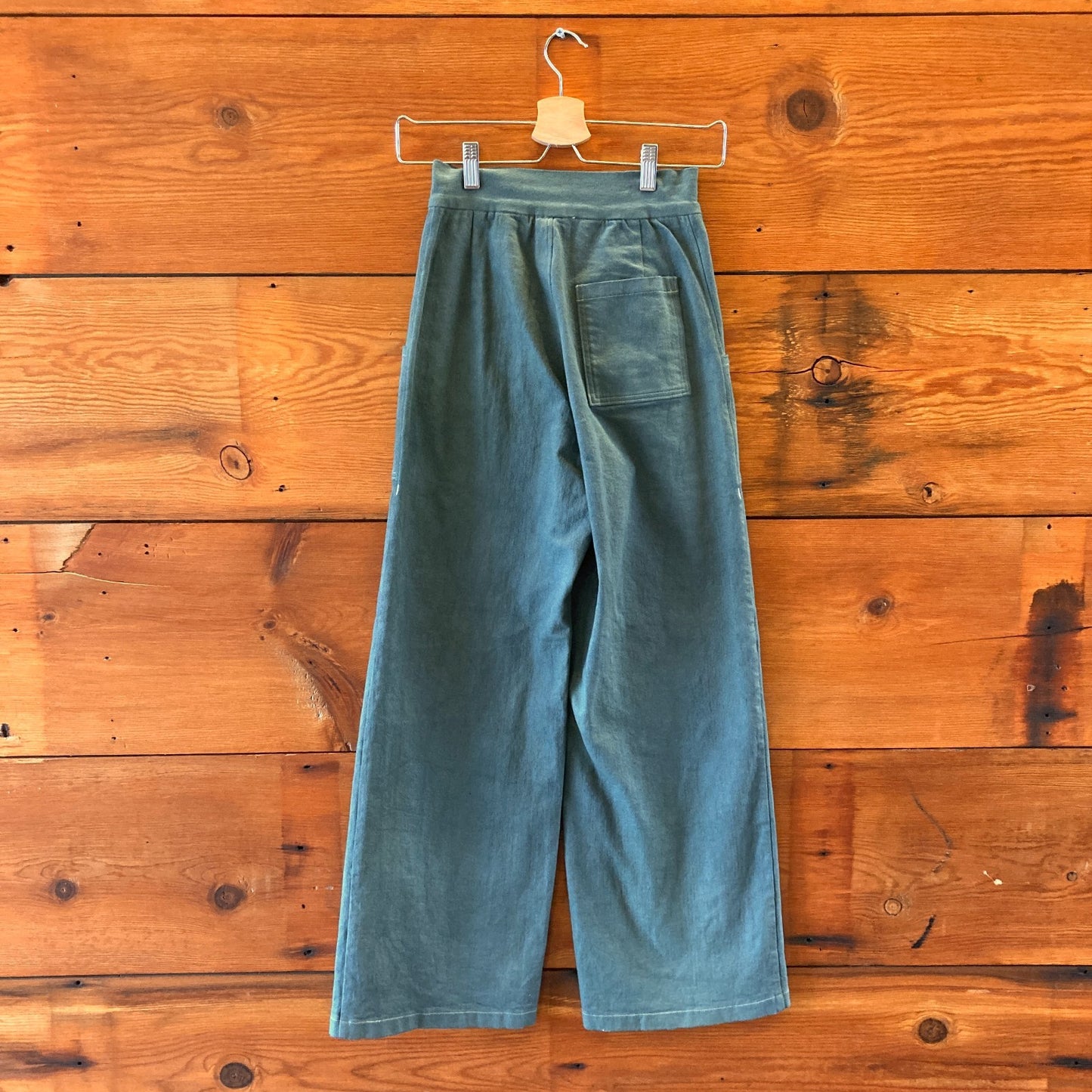 XS - Sara Bergman Green High Waist Wide Leg Patch Pocket Jeans 1203TR