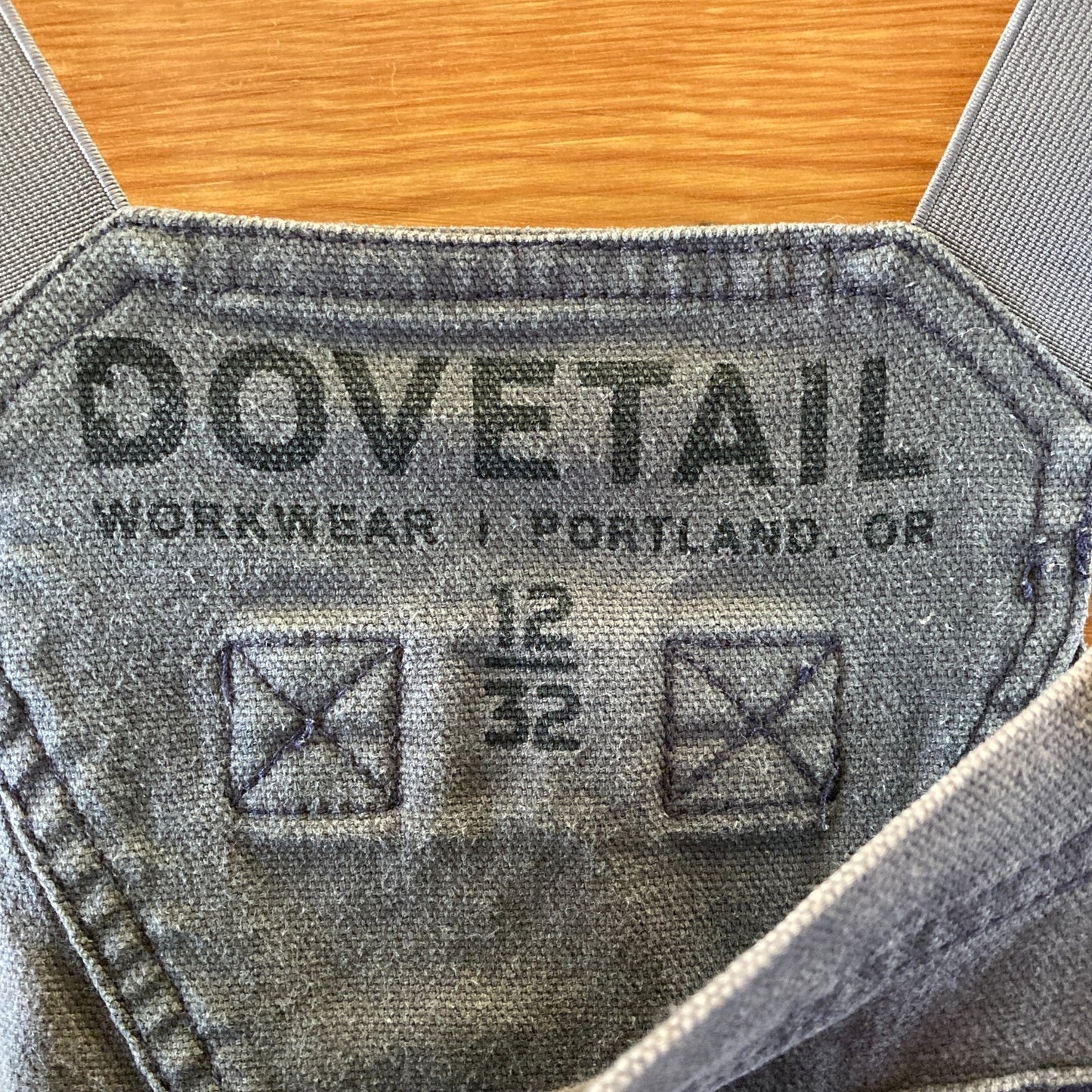 Dovetail Gray Canvas Freshly Reinforced Knees Overalls - Size 12 / 32 - 1209SH