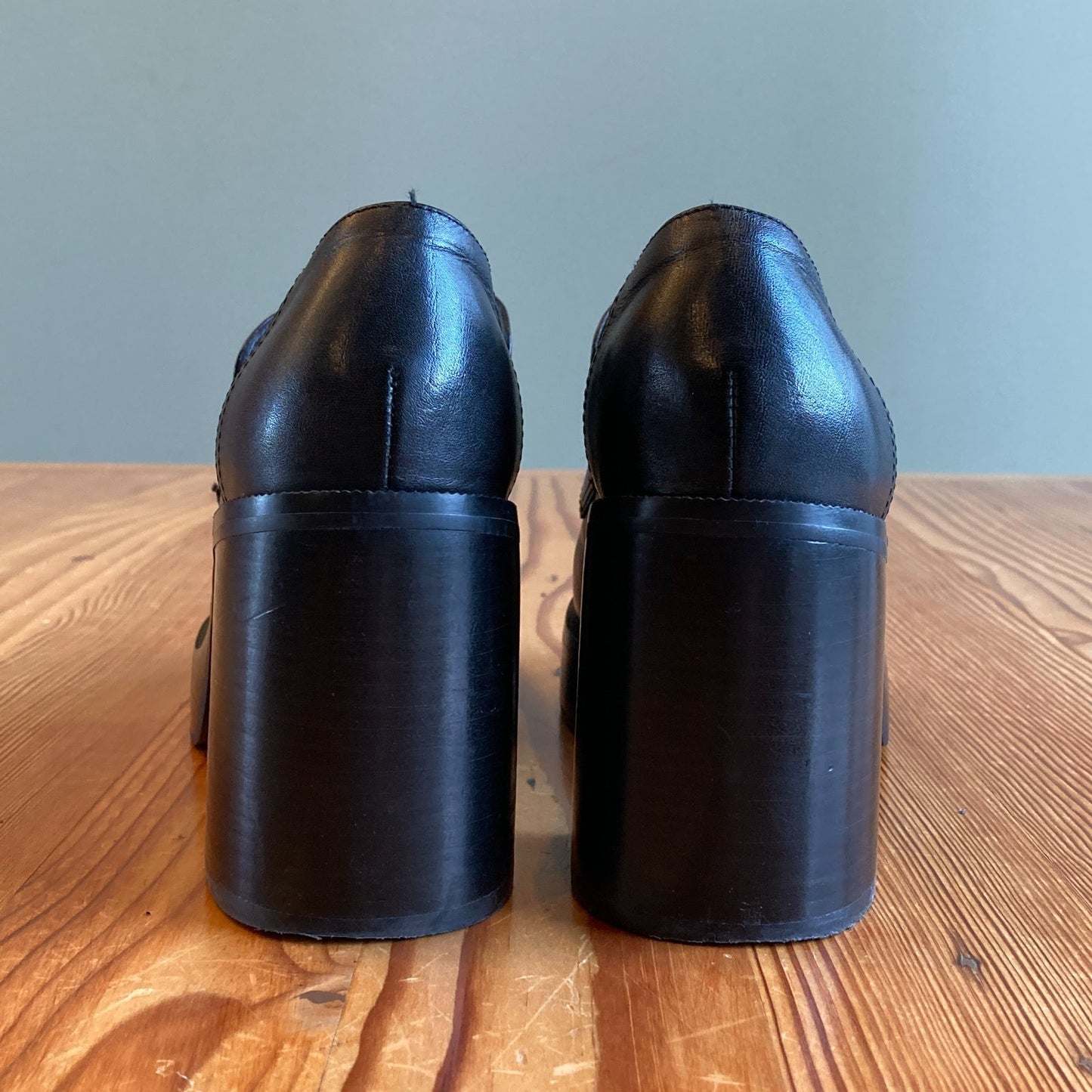 8 - Tony Bianco Black Leather Taranto Chunky Heel Mule Loafer Shoes 0504AK