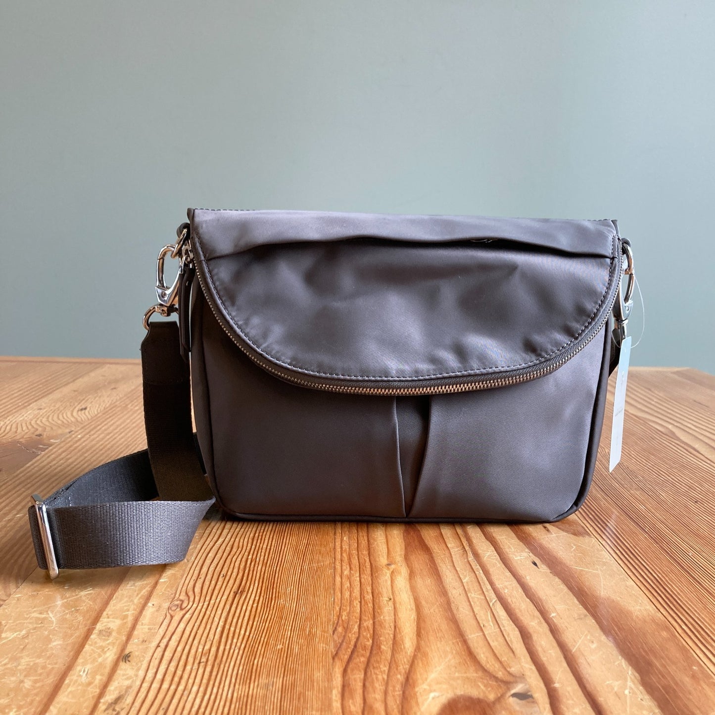 Quince Olive Green Revive Nylon Foldover Crossbody Bag Purse 0410MK