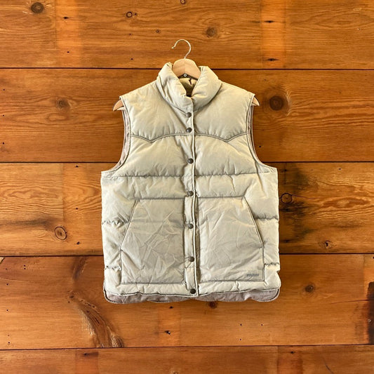 Filson Light Tan Waxed Duck Down Womens 700 Fill Snap Vest - Size S - 0312IG