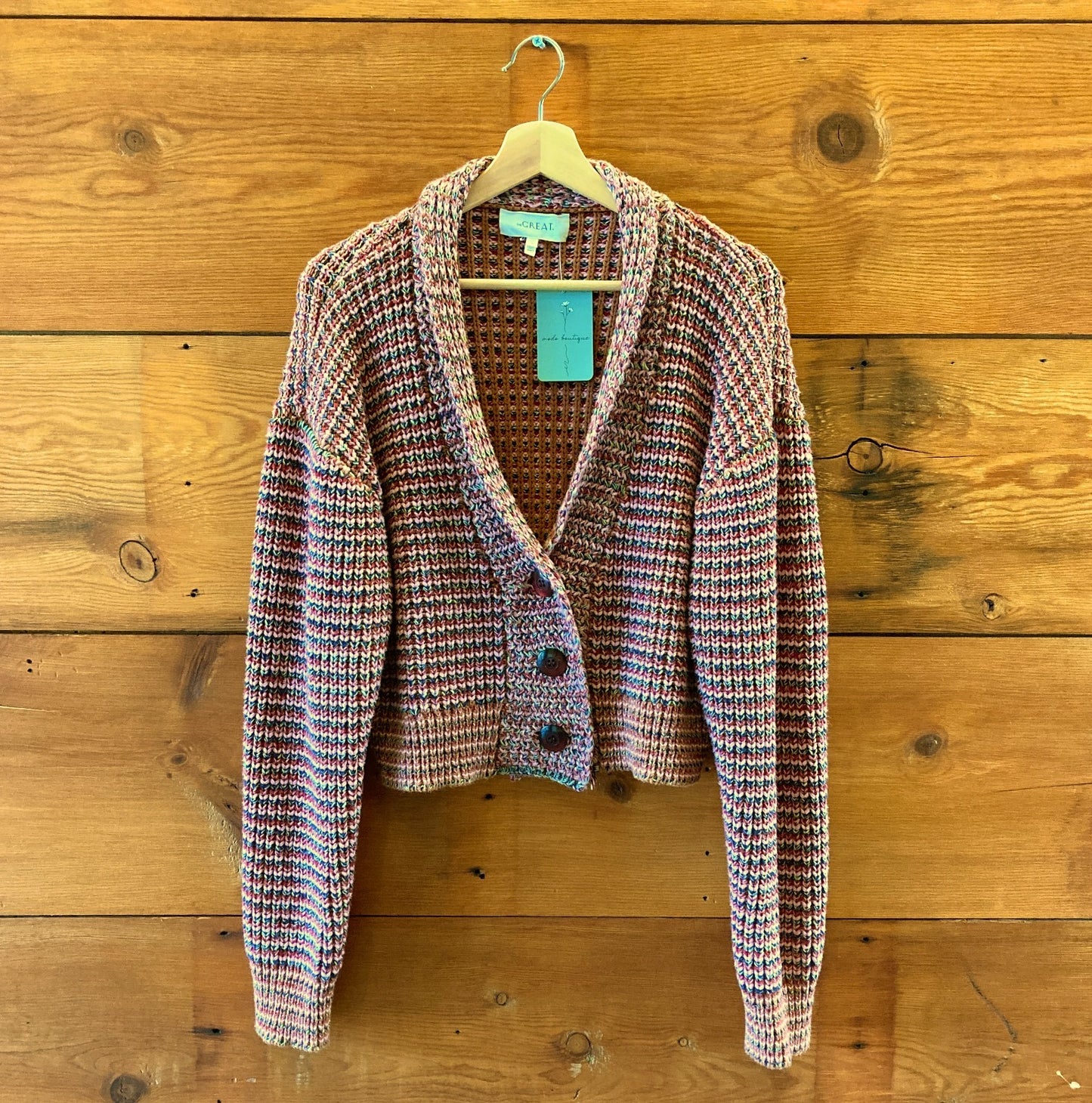 The Great Pink Knit Montana Cardigan Cropped Sweater - Size 2 / M - 0721DK
