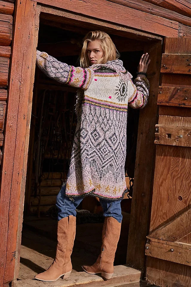 Pilcro Anthropologie Fringed Evil Eye Cardigan Sweater - Size M / L - 0413AP