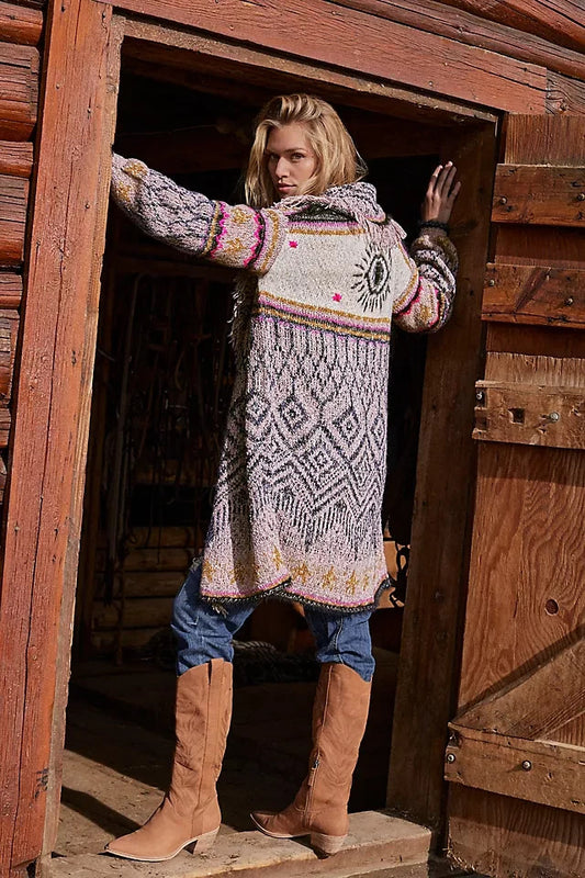 Pilcro Anthropologie Fringed Evil Eye Cardigan Sweater - Size M / L - 0413AP