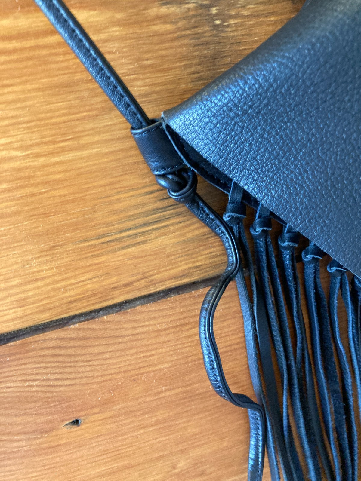 Hobo International Black Leather Fringe Crossbody Bag Purse - 1018RM