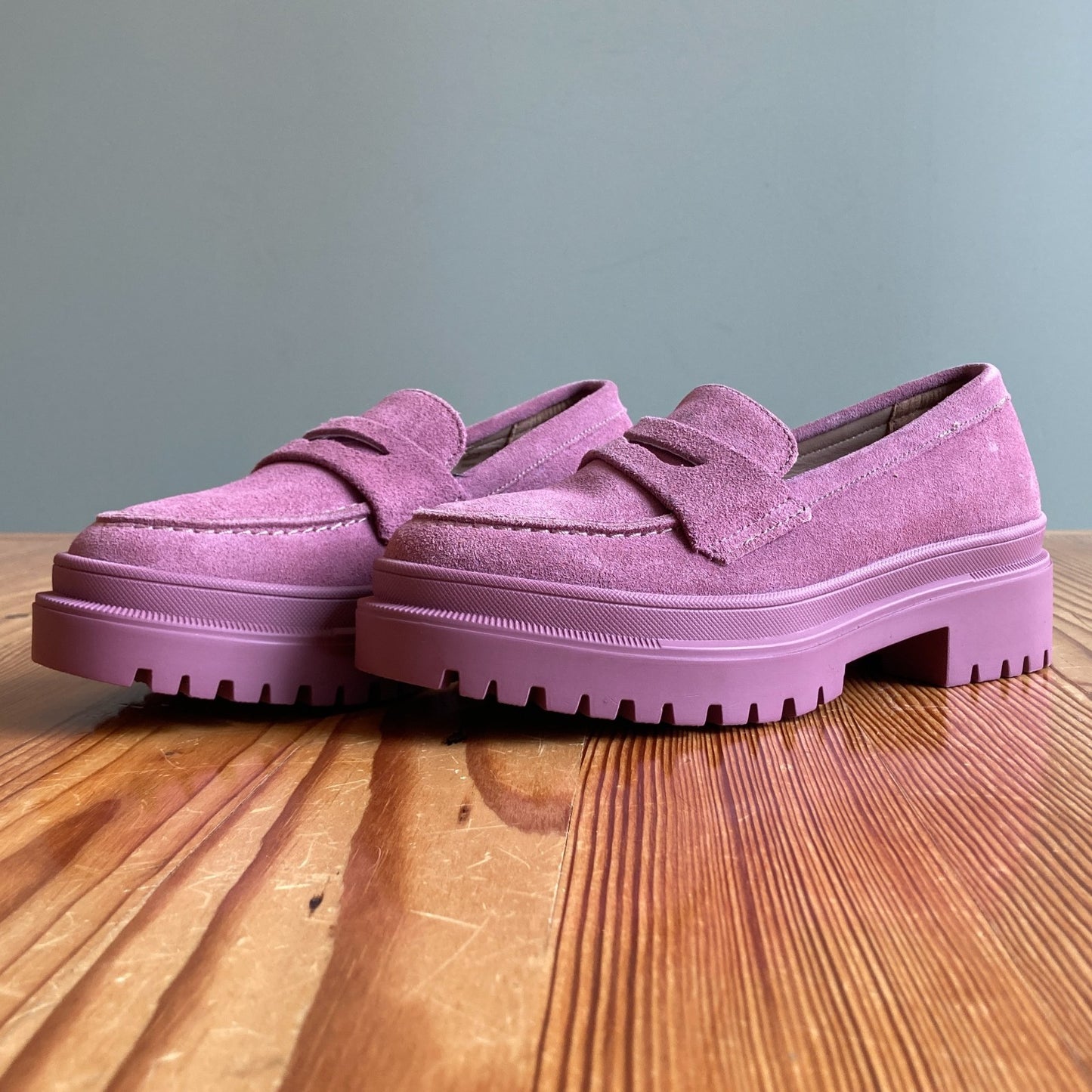5.5 - Patina Pink Foxglove Suede Zoe Chunky Penny Loafer Shoes 0104KR