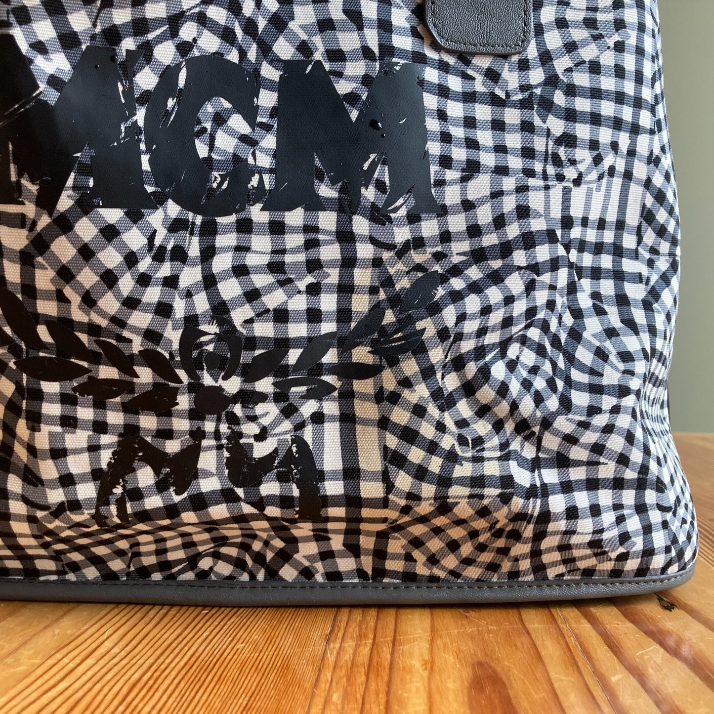 MCM Phantom Gray Leather Visetos Reversible Liz Tote Bag Purse 0420PH