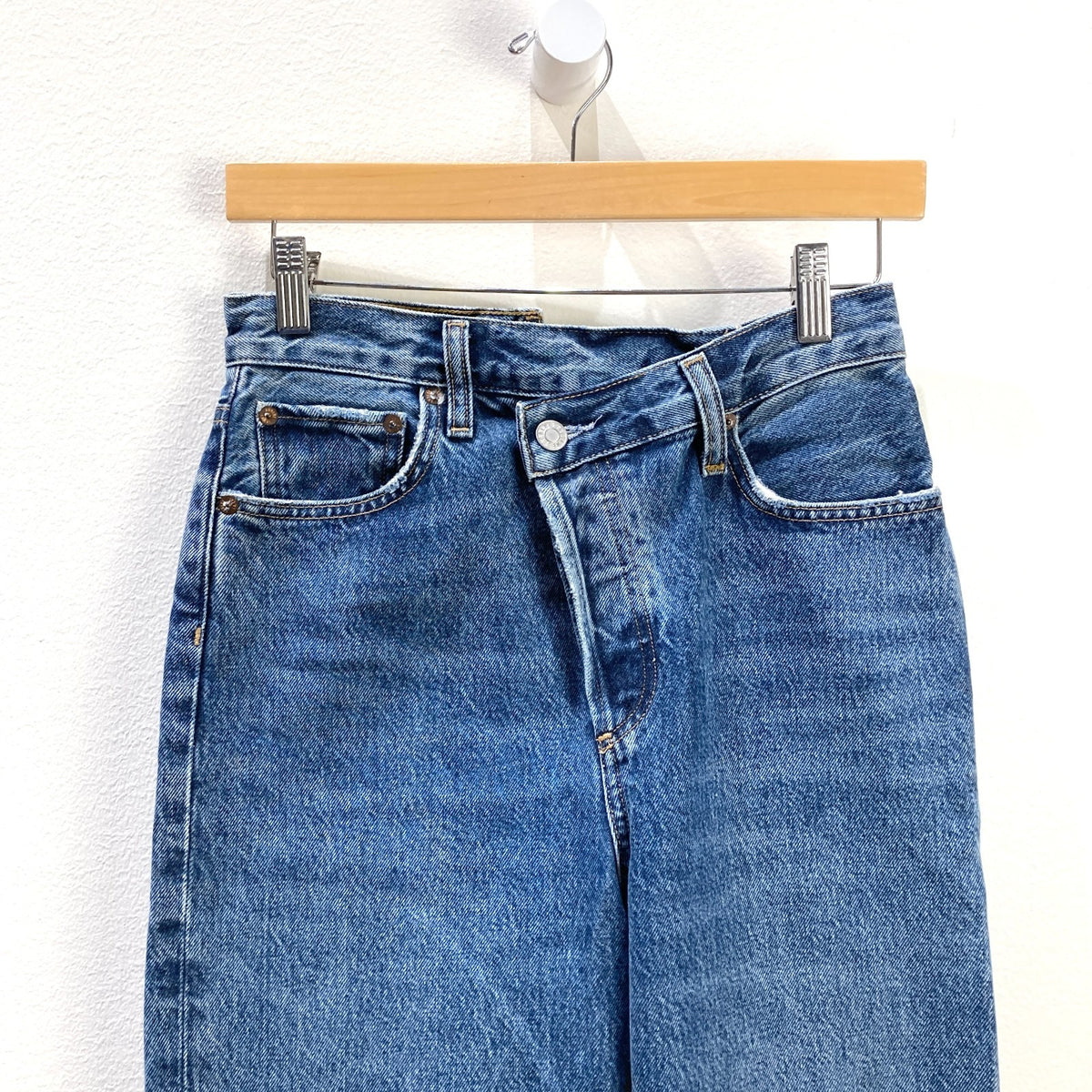 AGOLDE Dark Wash Criss Cross Straight Leg Button Fly Jeans - Size 25 - 0320HJ