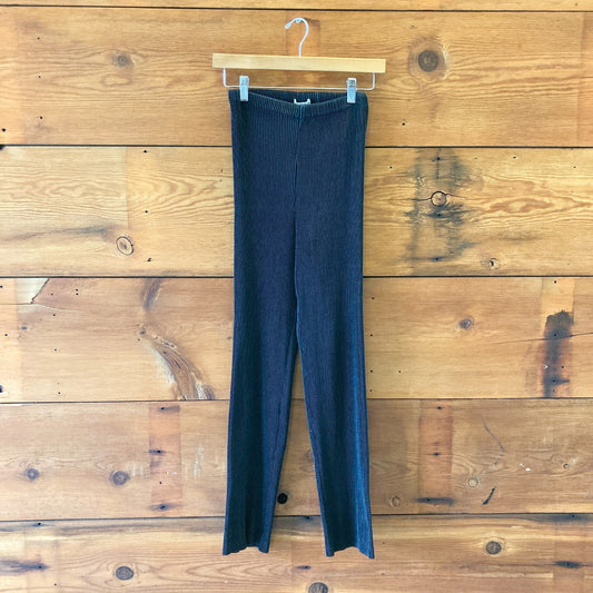 M - Issey Miyake Black Pleated High Waisted Straight Leg Pants 1214CM