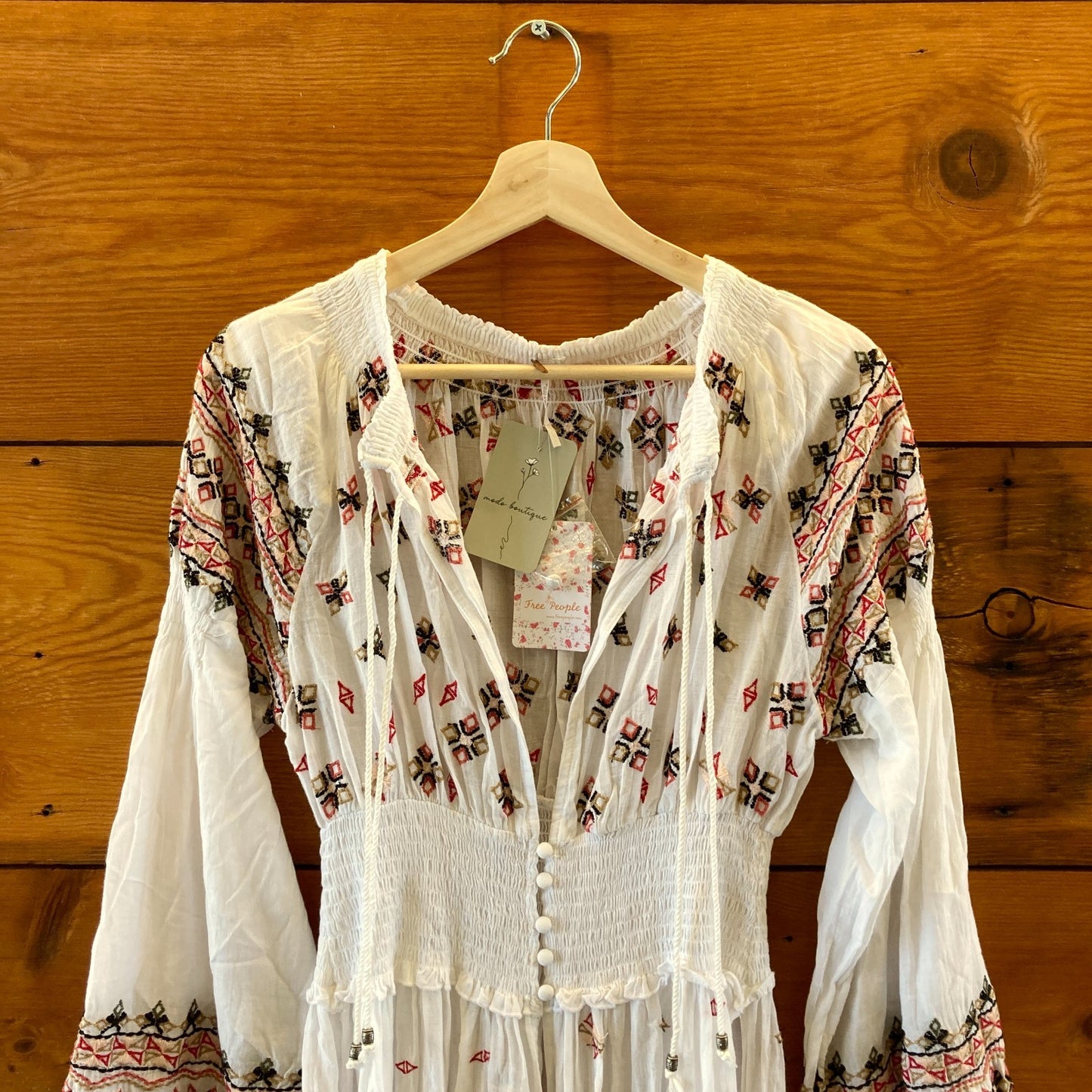 Free People $198 White Embroidered Maxi Duster Dress - Sz S - NEW - 0102AV