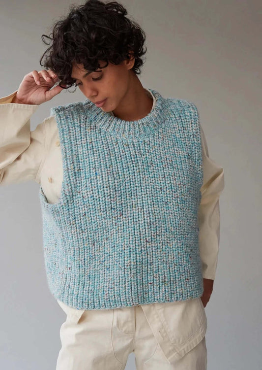 Caron Callahan $345 Turquoise Ribbed Knit Dylan Sweater Vest - Size XS - 1125KG