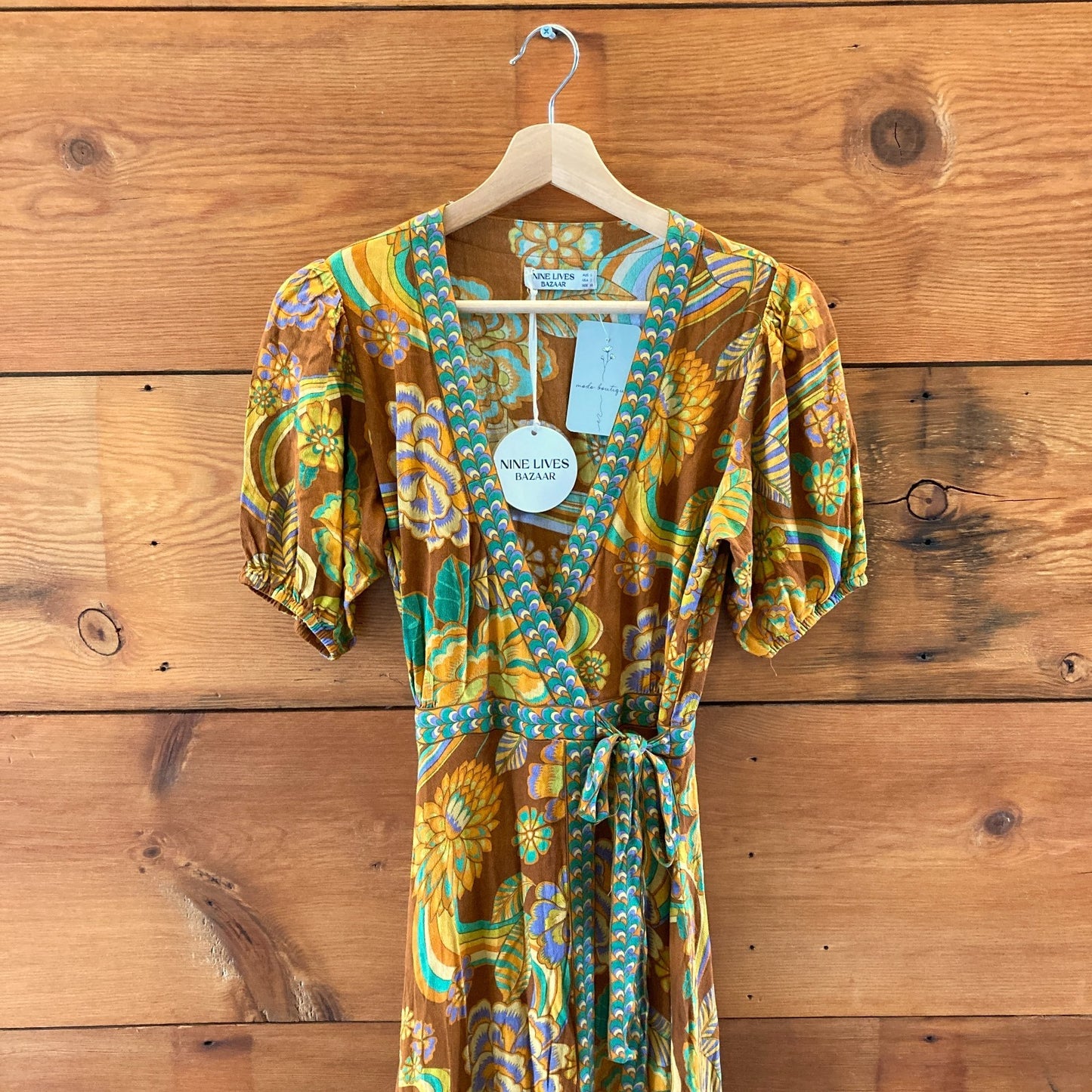 Nine Lives Bazaar Floral Short Sleeve Wrap Maxi Dress - Size 2 - NEW - 0527LM