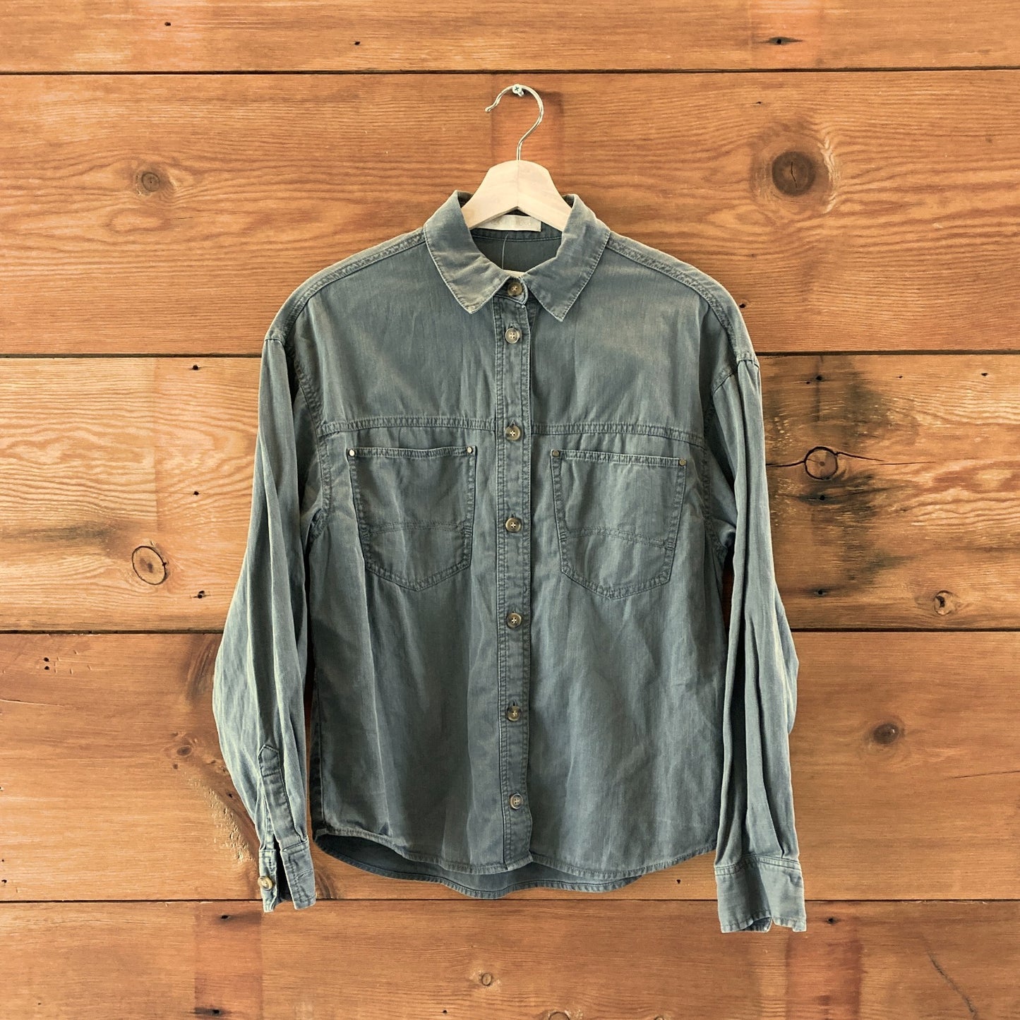 Vanessa Bruno Gray Denim Long Sleeve Button Up Shirt Top - Size 36 / S - 1217RM