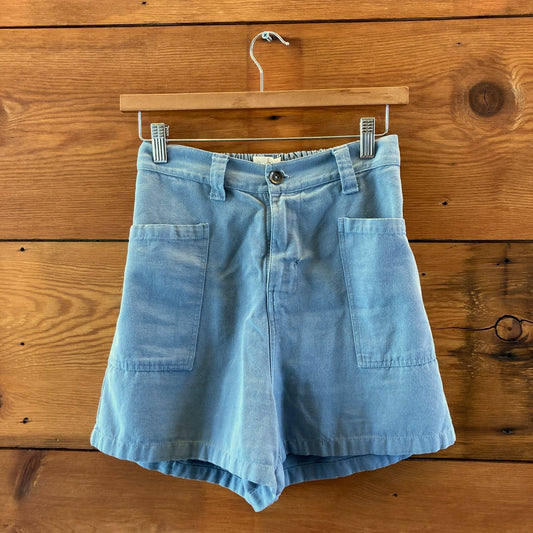 Noble Blue High Rise Patch Pocket Womens Chore Shorts - Size S - 0910CC