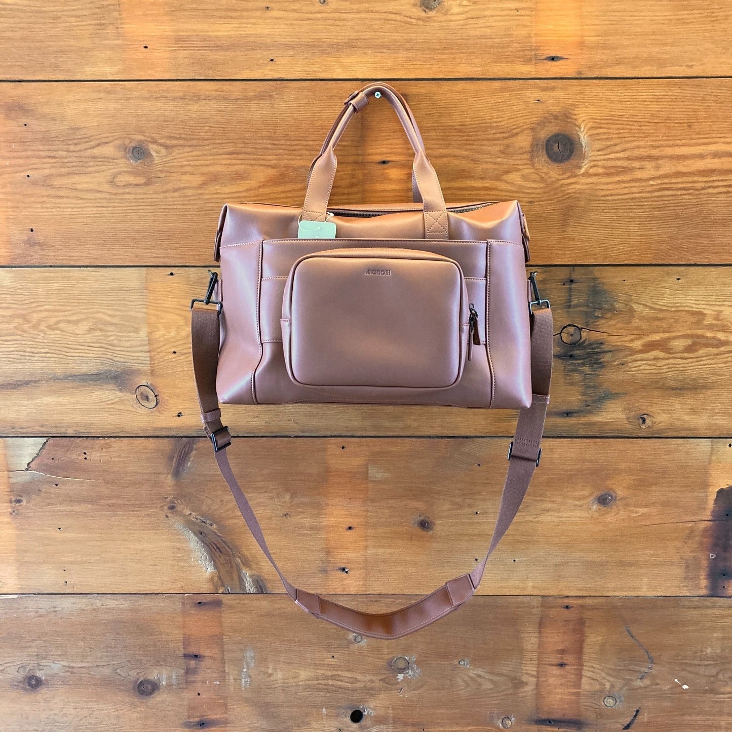 Monos $260 Brown Vegan Leather Metro Duffle Travel Gym Bag - NEW - 1122KP