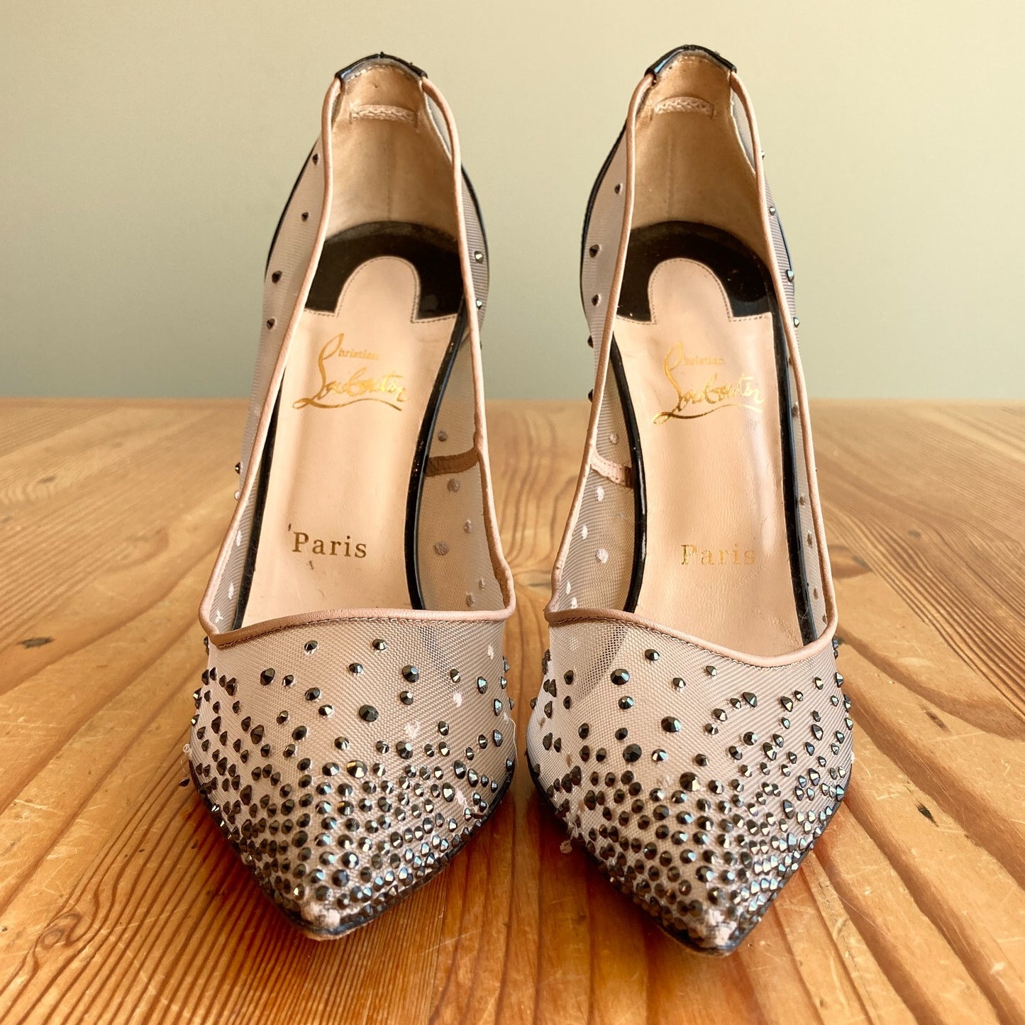 Christian Louboutin Mesh Follies Strass Pumps Heels *damage - 40.5 / 10 - 0806FA