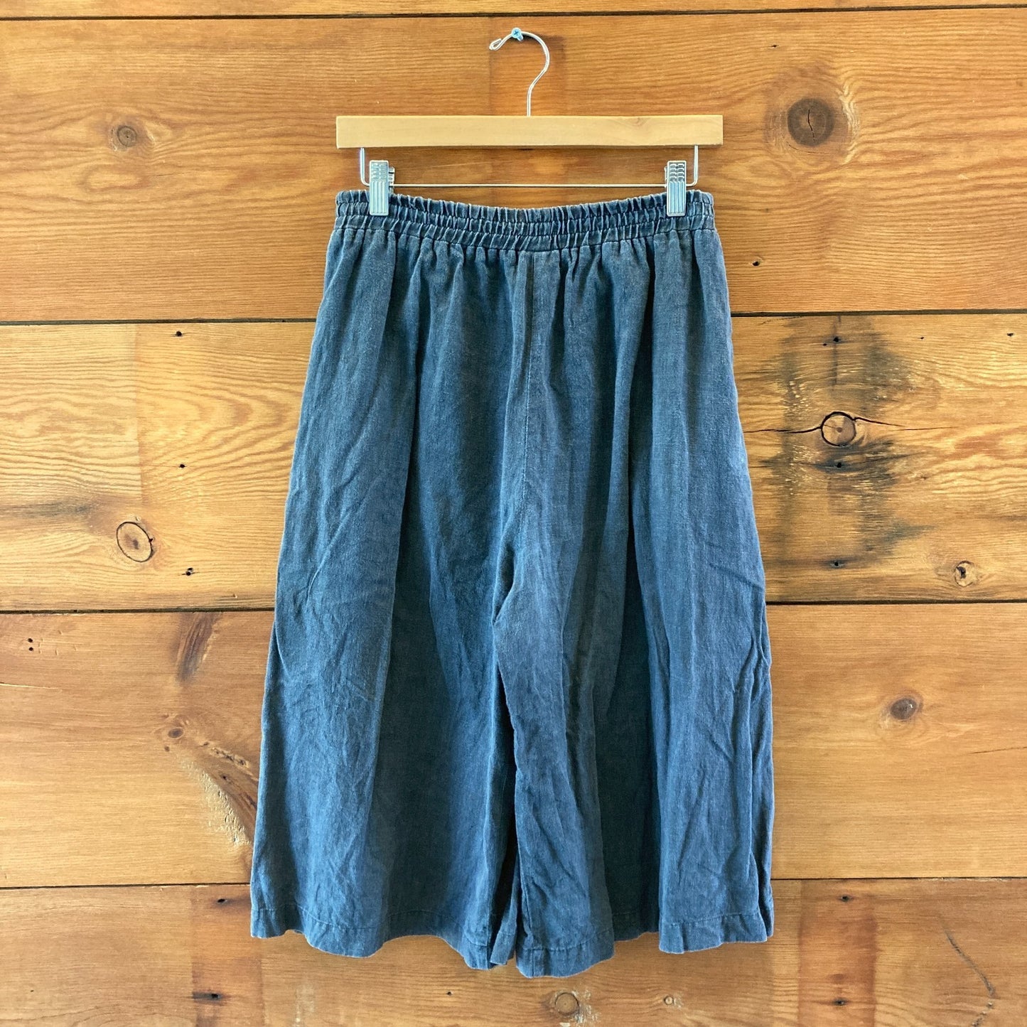 Ilana Kohn Dark Gray Linen Elastic Waist Culottes Shorts - Size M - 0806JH