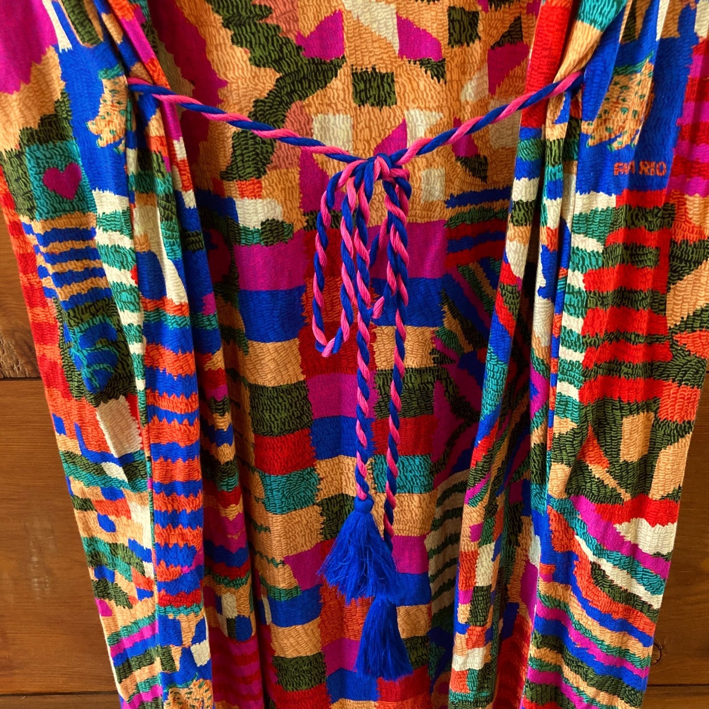 Farm Rio $135 Summer Patches Vibrant Mid Length T Shirt Dress - Size XL - 0218NM