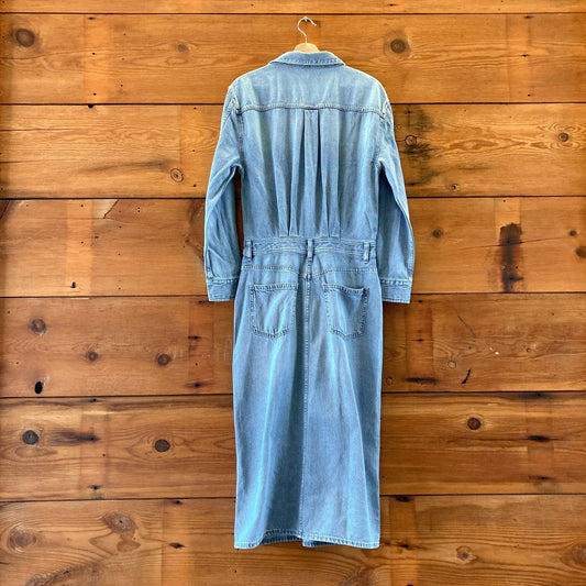 Madewell $168 Altoona Wash Denim Midi Length Shirt Dress - Size 8 - NEW - 0105MR